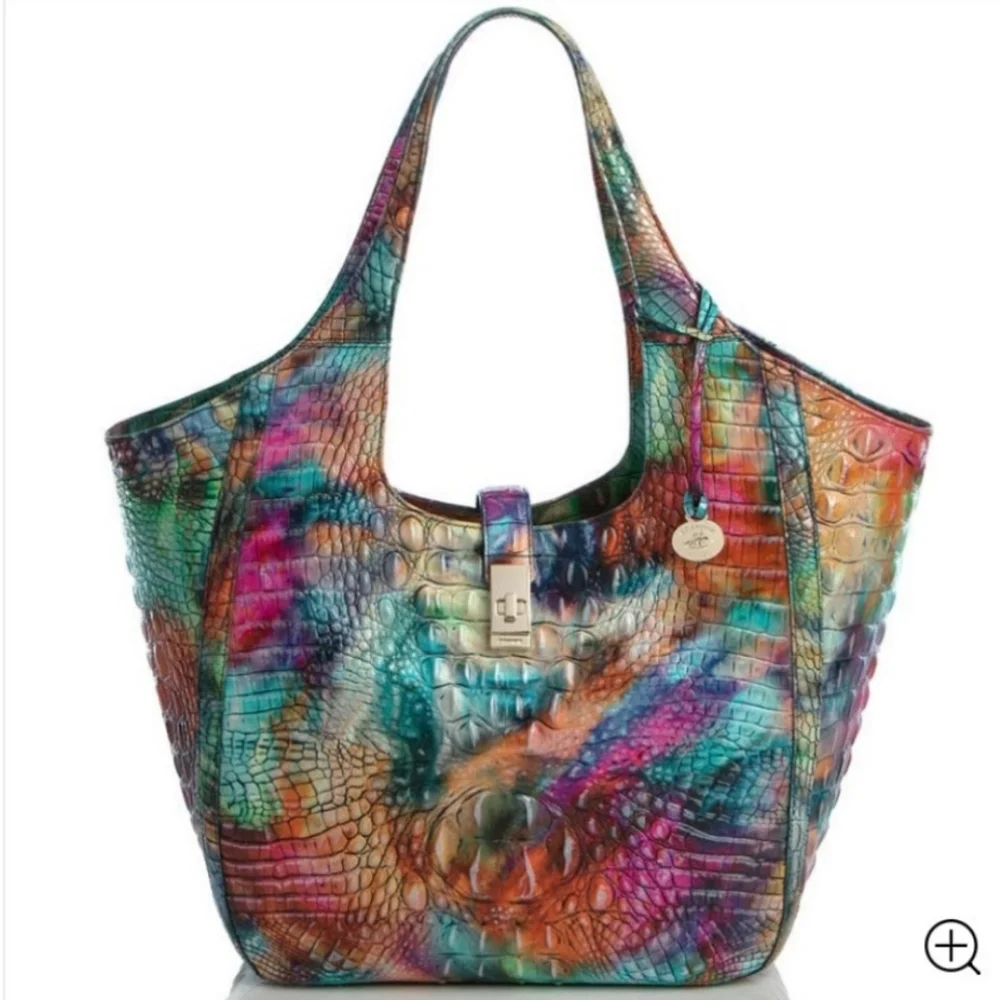 ‼️VERY RARE!‼️ 🎒 BRAHMIN Awestruck CARLA Crocodile-Embossed Leather Tote Bag 🎒